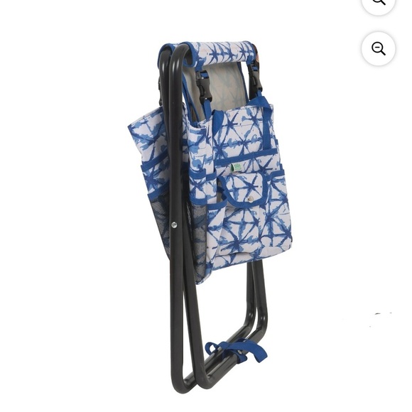 Expert Gardener Folding Gardening Stool with Detachable Tote, Blue NEW Camping - Picture 2 of 4